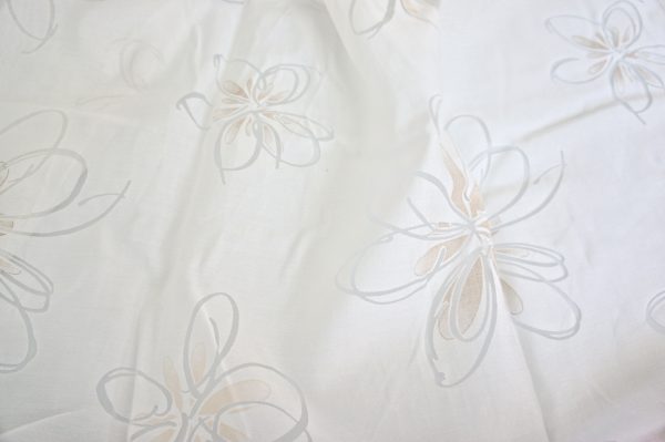 Coppia Tende Tendaggio con Occhielli Tessuto velato fiorato beige MOD. 1LOC6BOIKOT