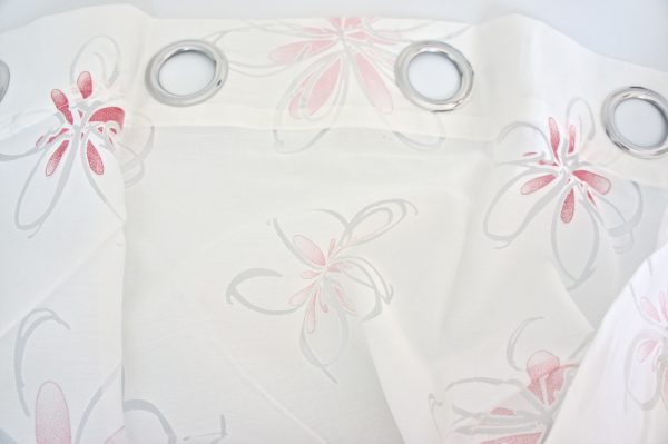 Coppia Tende Tendaggio con Occhielli Tessuto velato fiorato rosa MOD. 3LOC6BOIKOT