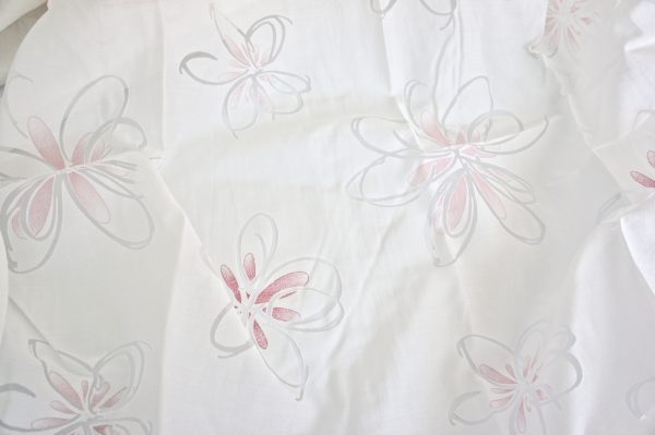 Coppia Tende Tendaggio con Occhielli Tessuto velato fiorato rosa MOD. 3LOC6BOIKOT