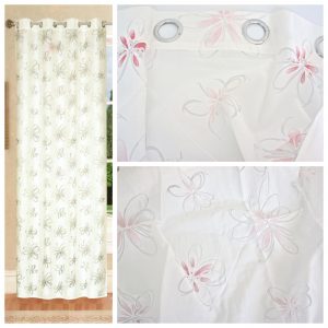Coppia Tende Tendaggio con Occhielli Tessuto velato fiorato rosa MOD. 3LOC6BOIKOT