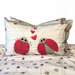 Completo Lenzuola per letto 100% puro Cotone una piazza Coccinelle Rosse