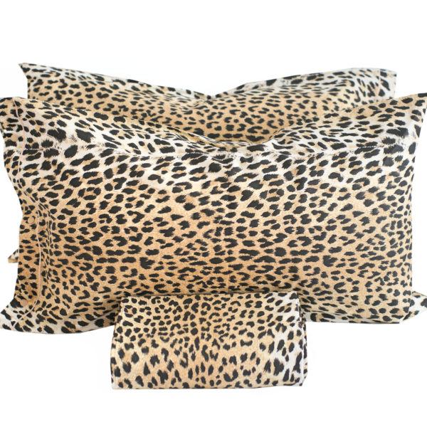 Completo Lenzuola per letto 100% puro Cotone made in Italy matrimoniale francese / camper Maculato Animalier