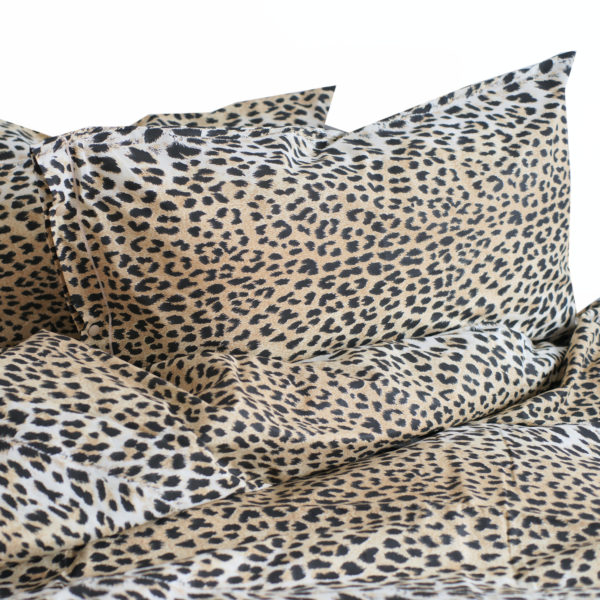 Completo Lenzuola per letto 100% puro Cotone made in Italy matrimoniale francese / camper Maculato Animalier