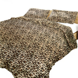 Parure Copripiumino 100% puro cotone matrimoniale Leopard Beige