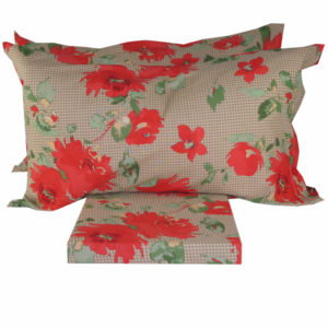 Parure Copripiumino 100% puro cotone matrimoniale Fiore Rosso