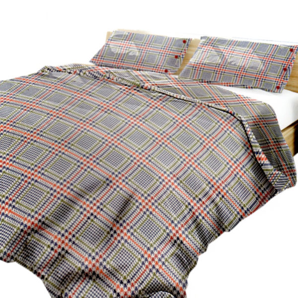 Parure Copripiumino 100% puro cotone matrimoniale Tweed Rosso