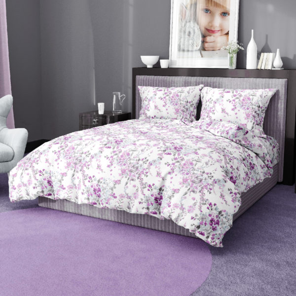 Completo Lenzuola per letto 100% puro Cotone made in Italy matrimoniale Acquarello
