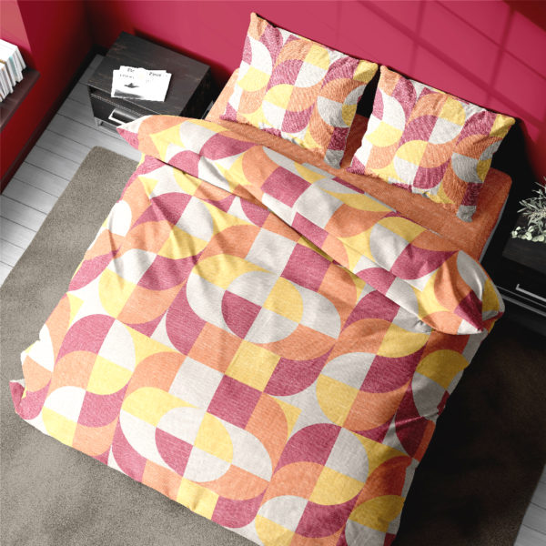 Completo Lenzuola per letto 100% puro Cotone made in Italy matrimoniale Geopop arancio