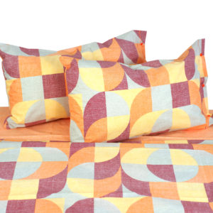 Completo Lenzuola per letto 100% puro Cotone made in Italy matrimoniale Geopop arancio