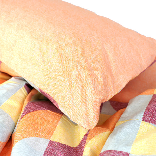 Completo Lenzuola per letto 100% puro Cotone made in Italy matrimoniale Geopop arancio