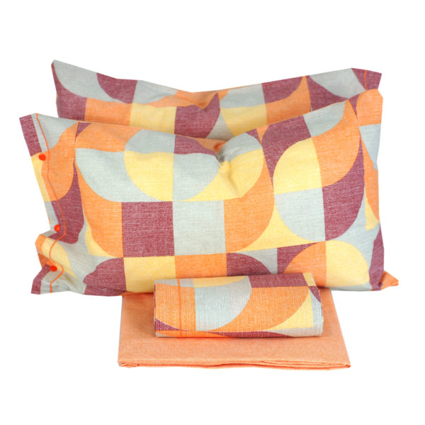 Completo Lenzuola per letto 100% puro Cotone made in Italy matrimoniale Geopop arancio