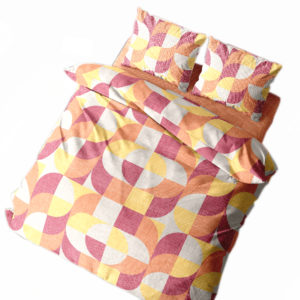 Completo Lenzuola per letto 100% puro Cotone made in Italy matrimoniale Geopop arancio