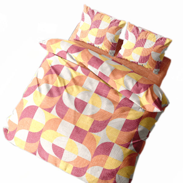 Completo Lenzuola per letto 100% puro Cotone made in Italy matrimoniale Geopop arancio