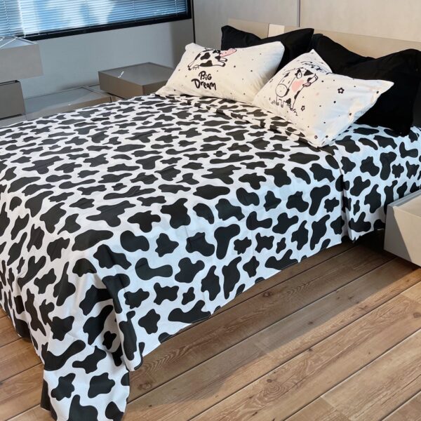 Completo Lenzuola per letto 100% puro Cotone made in Italy una piazza e mezza Mucca