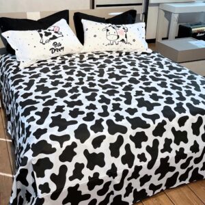 Completo Lenzuola per letto 100% puro Cotone made in Italy una piazza e mezza Mucca