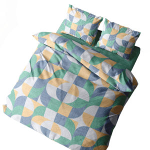 Parure Copripiumino 100% puro cotone made in Italy una piazza e mezza Geopop Verde Blu