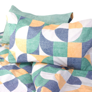 Parure Copripiumino 100% puro cotone made in Italy matrimoniale Geopop Verde Blu
