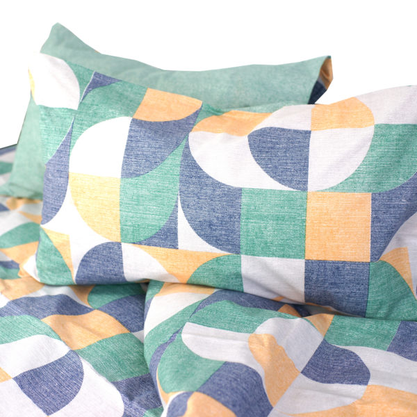 Parure Copripiumino 100% puro cotone made in Italy matrimoniale Geopop Verde Blu