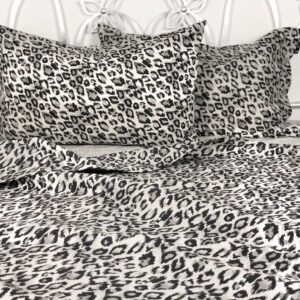 Completo Lenzuola per letto 100% puro Cotone Leopard grigio