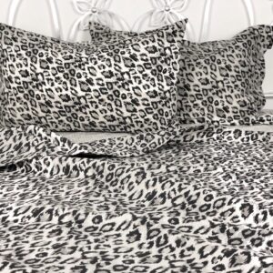 Completo Lenzuola per letto 100% puro Cotone made in Italy matrimoniale Maculato animalier grigio