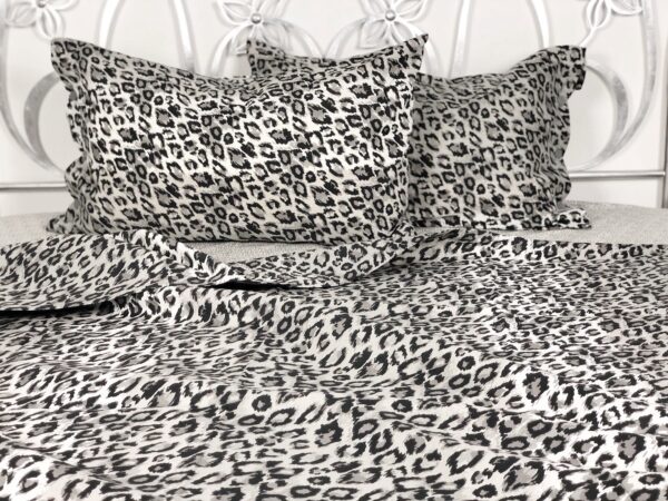 Completo Lenzuola per letto 100% puro Cotone made in Italy matrimoniale Maculato animalier grigio