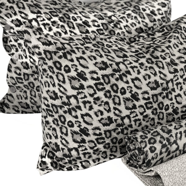 Completo Lenzuola per letto 100% puro Cotone matrimoniale Leopard grigio