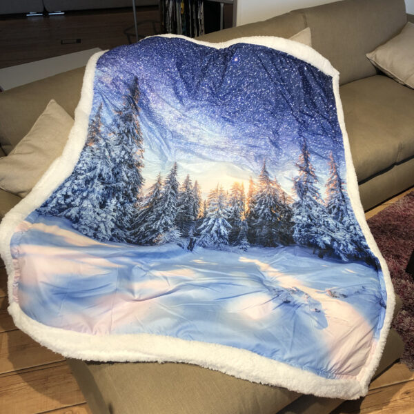 Coperta Plaid in stampa digitale mis. 140x200 Bosco Innevato