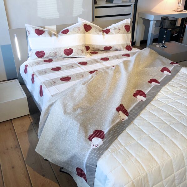 Completo Lenzuola per letto 100% puro Cotone una piazza  Quattro Cuori