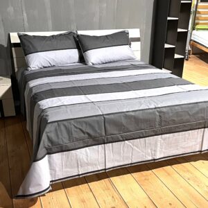 Completo Lenzuola per letto 100% puro Cotone made in Italy una piazza e mezza Fascia Grigio