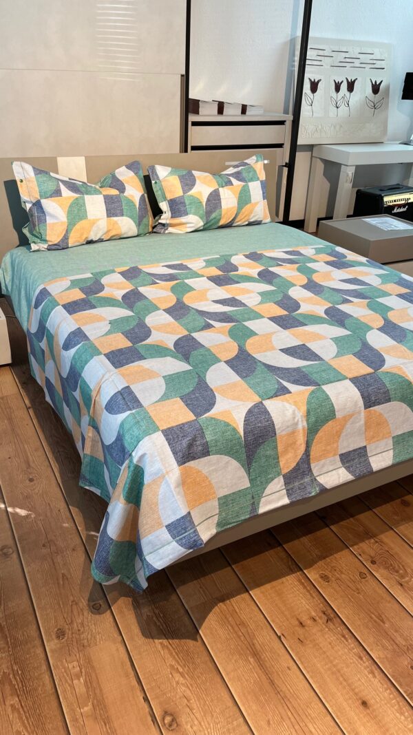 Parure Copripiumino 100% puro cotone made in Italy una piazza e mezza Geopop Verde Blu