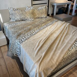 Completo Lenzuola per letto 100% puro Cotone made in Italy matrimoniale Maculato Animalier