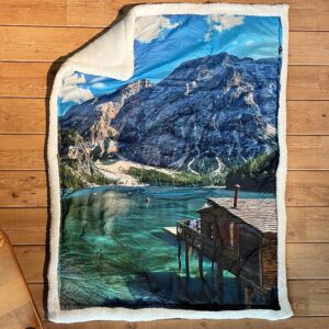 Coperta Plaid in stampa digitale mis. 140x200 Lago di Braies