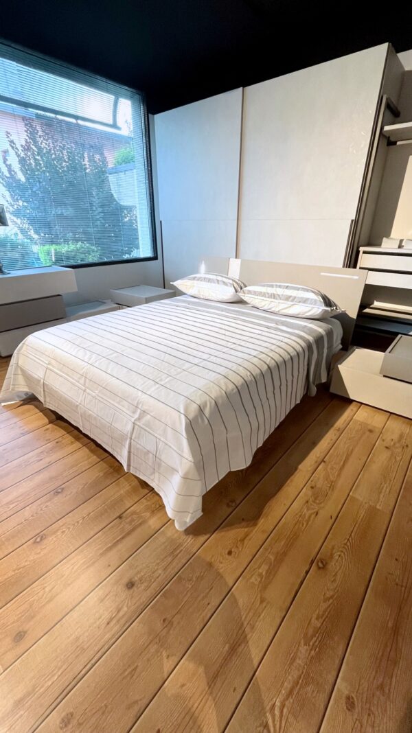 Completo Lenzuola per letto 100% puro Cotone made in Italy matrimoniale Rigato Grigio Bianco