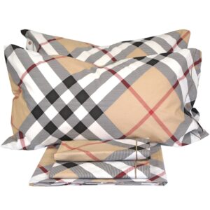 Parure Copripiumino 100% puro cotone una piazza e mezza Scozia Beige