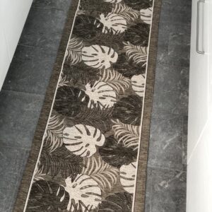 Tappeto passatoia ciniglia lavabile antiscivolo Tropic Tortora 57x190