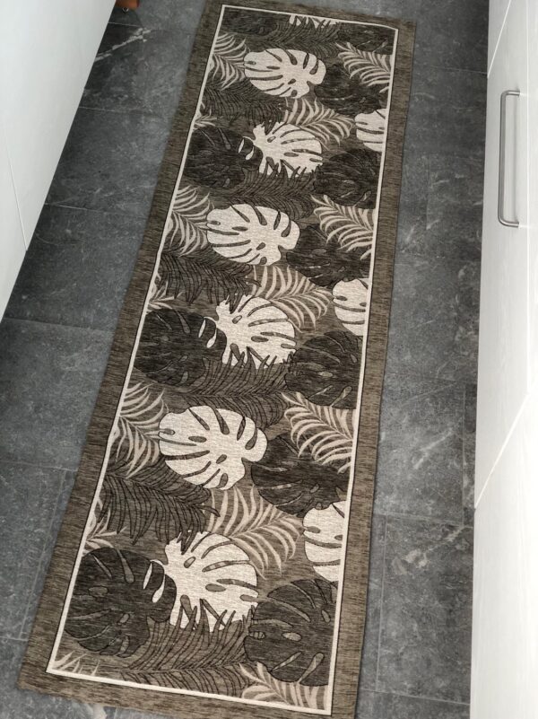 Tappeto passatoia ciniglia lavabile antiscivolo Tropic Tortora 57x190