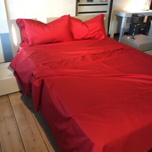 Completo Lenzuola per letto 100% puro Cotone made in Italy matrimoniale tinta unita Rosso