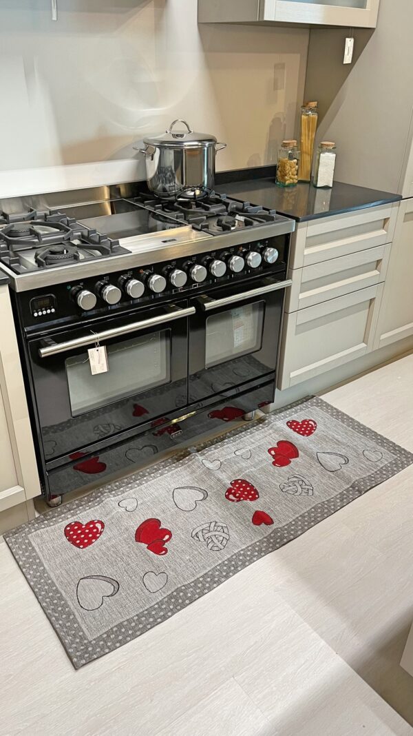 Tappeto passatoia ciniglia lavabile antiscivolo Valentine cuori Visone