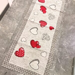 Tappeto passatoia ciniglia lavabile antiscivolo Valentine cuori Grigio 57x140