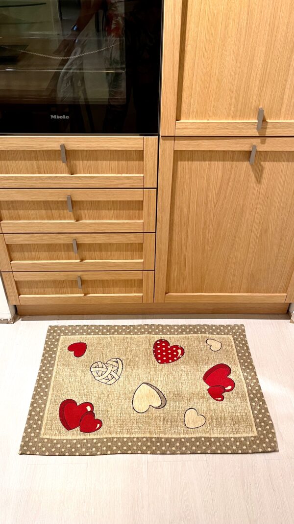 Tappeto passatoia ciniglia lavabile antiscivolo Valentine cuori Visone
