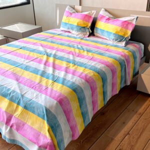 Completo Lenzuola per letto 100% puro Cotone made in Italy matrimoniale Color acqua