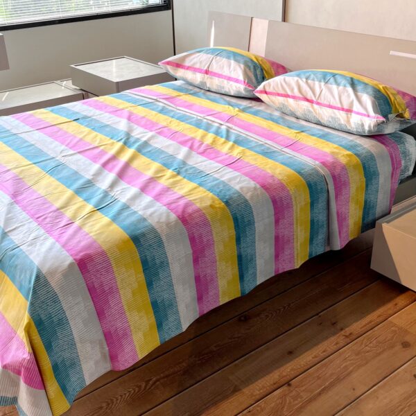 Completo Lenzuola per letto 100% puro Cotone made in Italy matrimoniale Color acqua