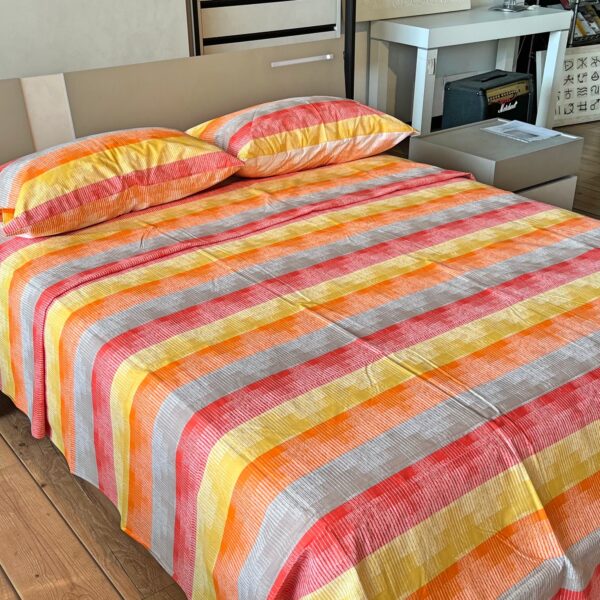 Completo Lenzuola per letto 100% puro Cotone made in Italy matrimoniale Color arancio