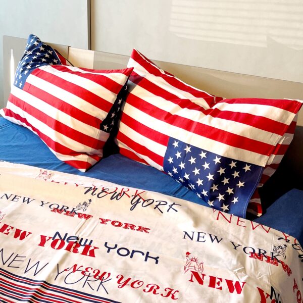 Completo Lenzuola per letto 100% puro Cotone made in Italy matrimoniale Stati Uniti America