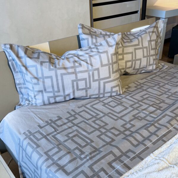 Parure Copripiumino 100% puro cotone made matrimoniale in Italy Lab Grigio
