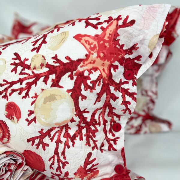 Completo Lenzuola per letto 100% puro Cotone matrimoniale Coralli Rosso