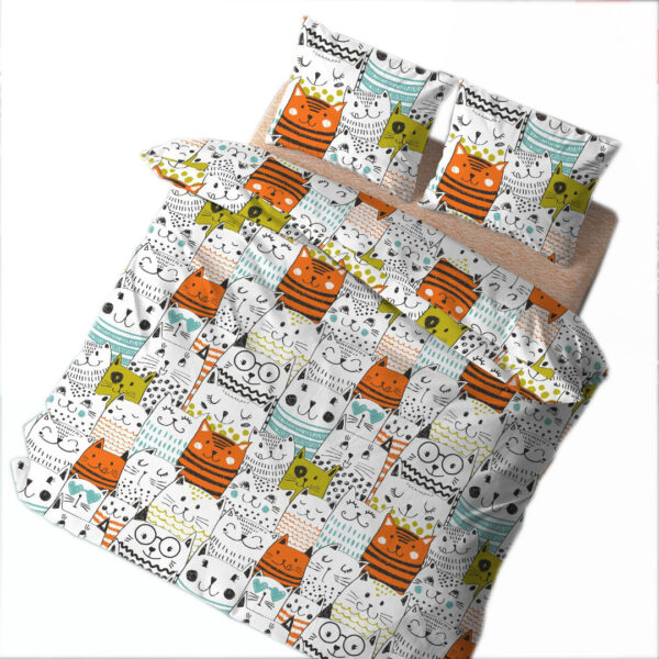 Parure Copripiumino 100% puro cotone made matrimoniale in Italy Gatti Cats