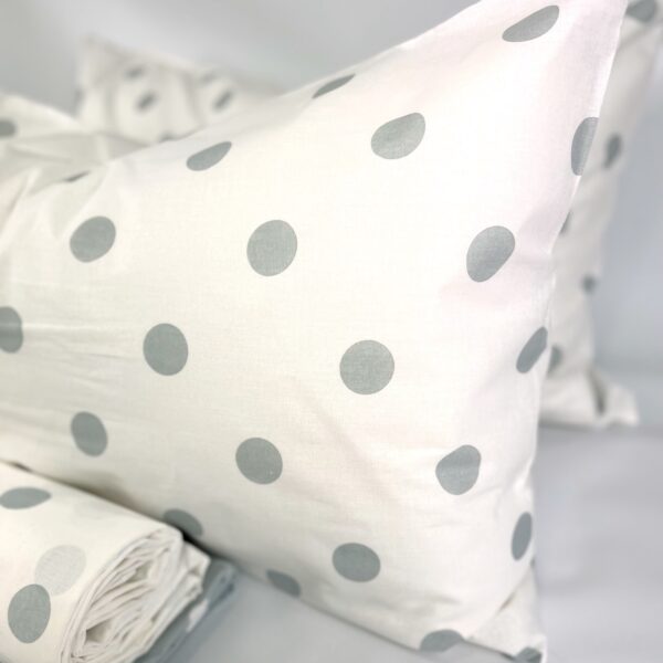 Completo Lenzuola per letto 100% puro Cotone matrimoniale Pois beige