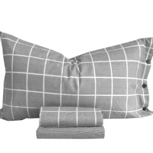 Completo Lenzuola per letto 100% puro Cotone matrimoniale Square grigio
