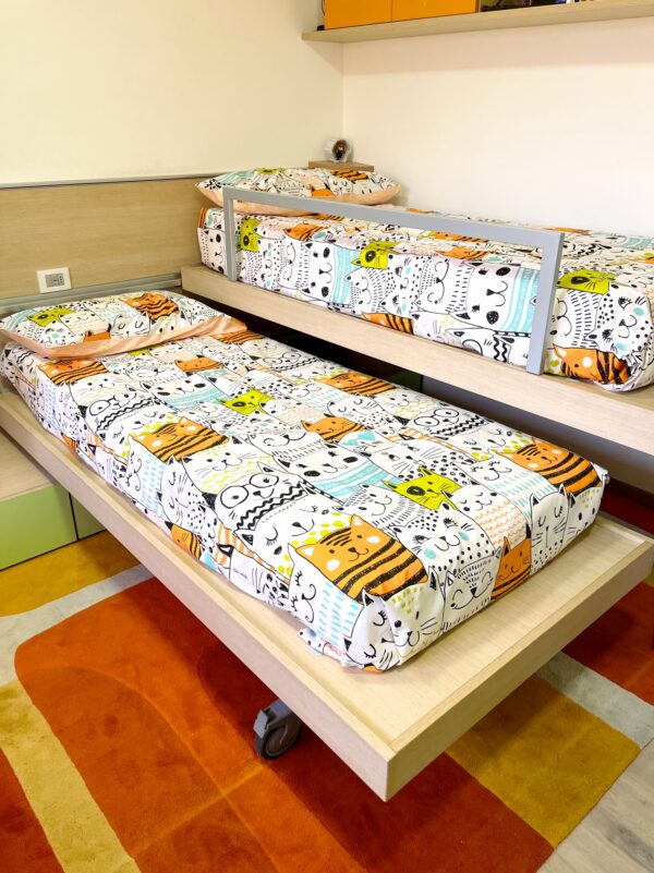 Parure Copripiumino 100% puro cotone una piazza singolo Cats Gatti
